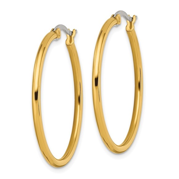 Chisel Stainless Steel Polished Yellow IP-plated 32mm Diameter 2mm Hoop Earrings - Picture 4 of 4